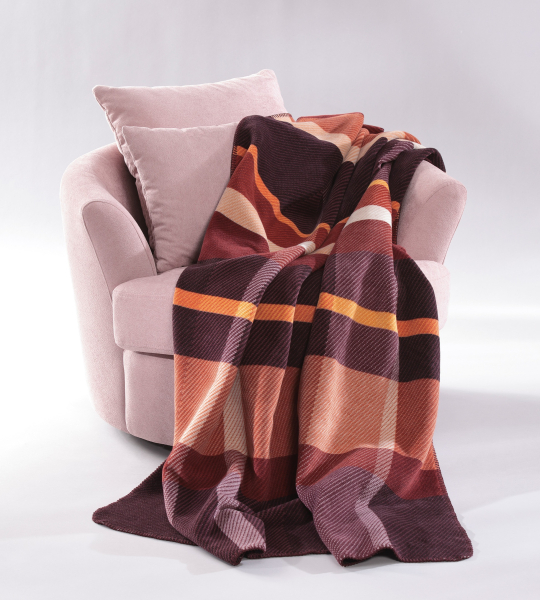 Biederlack Wohn- und Kuscheldecke 'Ruby Check' 150 x 200 cm Lila - Rot